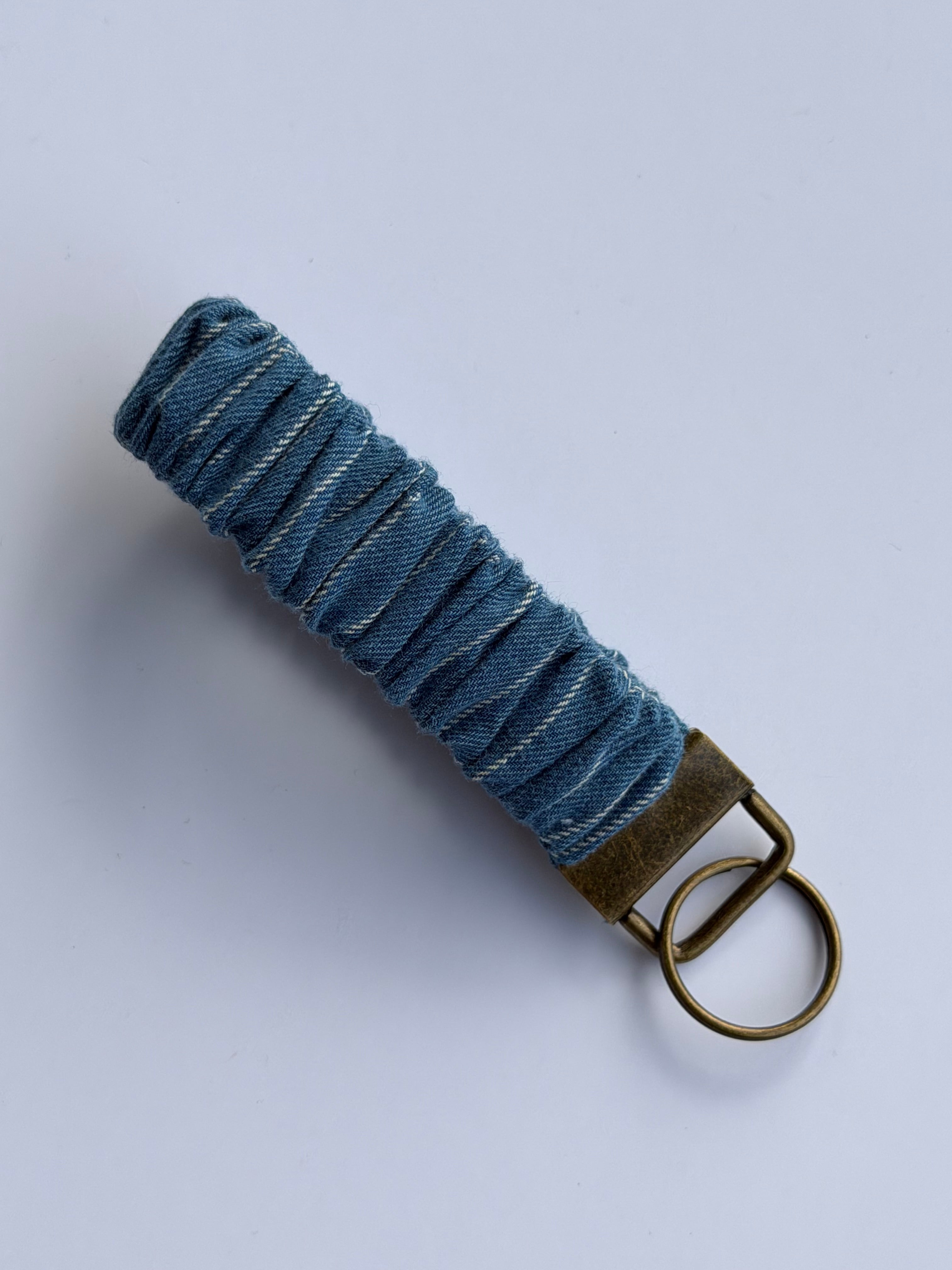 Scrunchie Wristlet - Denim Stripe