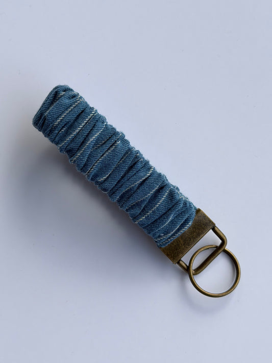 Scrunchie Wristlet - Denim Stripe